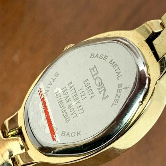 Elgin Women's Watch EG8074 Mother of Pearl Diamond Dial Gold Tone Steel Petite - Picture 7 of 13